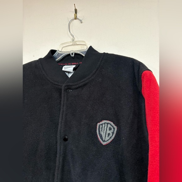 Rare VTG WARNER BROS. Studios Entertaining The World Fleece Varsity Jacket M - Picture 3 of 7